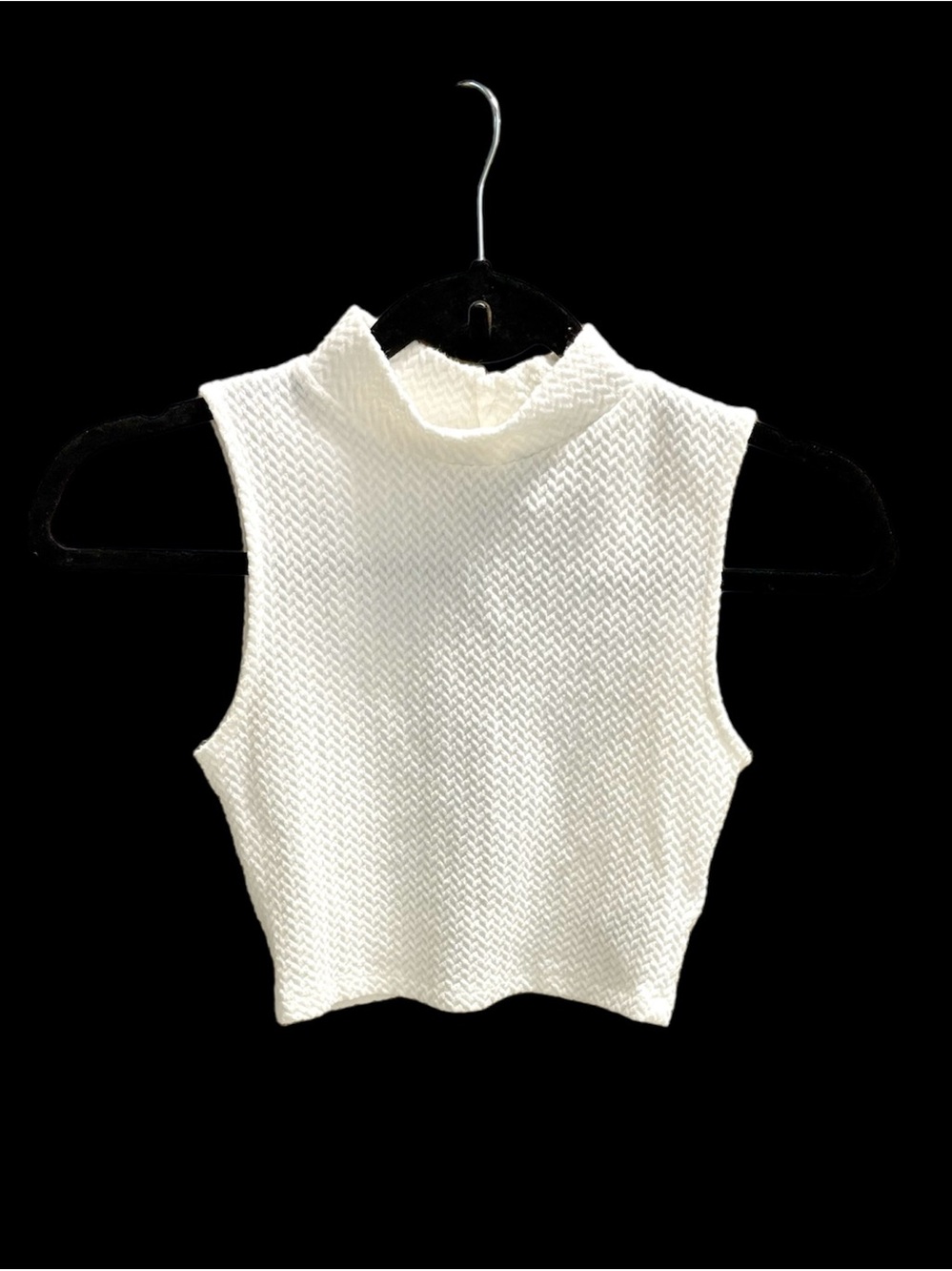 H&M White Textured Sleeveless Crop Top Sz XS NWOT